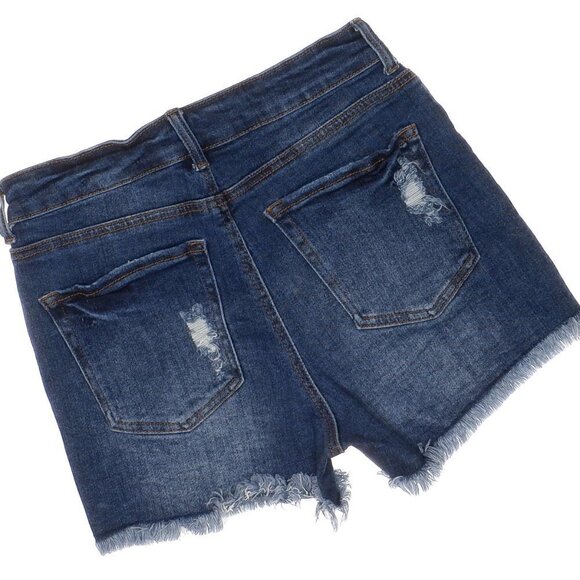 Wax Jean Shorts Junior Size L High Rise Distressed Super Stretch W28 - Picture 4 of 6